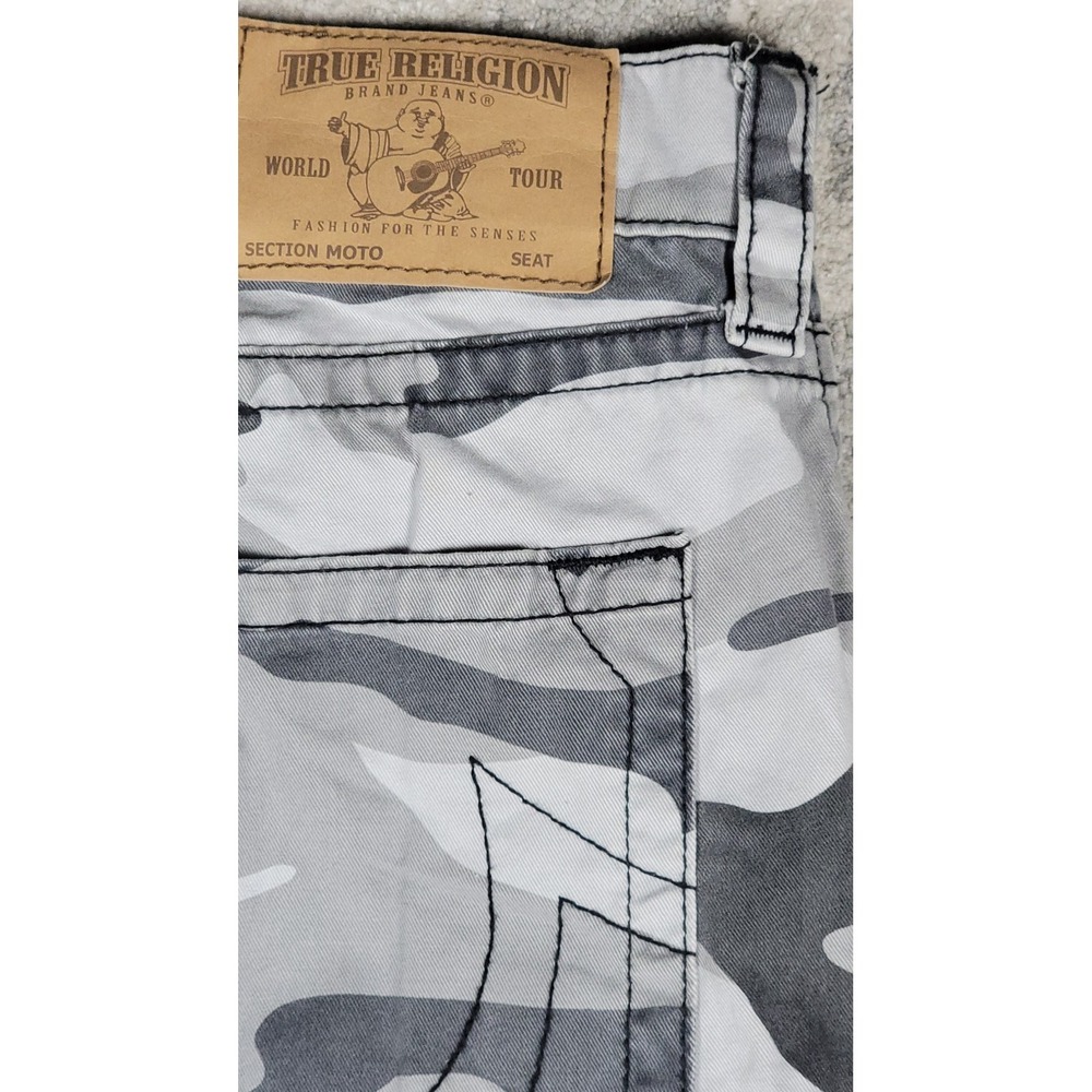 True Religion Mens Gray Camo Double Knee Straight Fit Stitching Pants Sz 40x33.5 - Picture 10 of 11